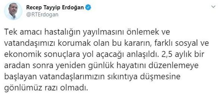 Son dakika: Cumhurbaşkanı Erdoğan sokağa çıkma yasağının iptal edildiğini duyurdu