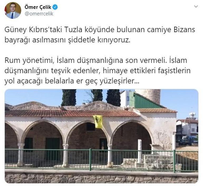 Son dakika: Camiye Bizans bayrağı astılar AK Partiden çok sert tepki