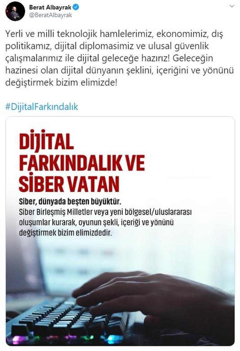 Bakan Albayraktan dijital farkındalık paylaşımı