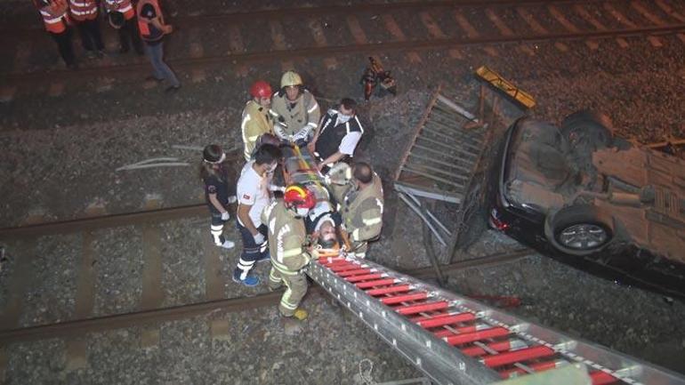 Bakırköyde otomobil metro hattına uçtu