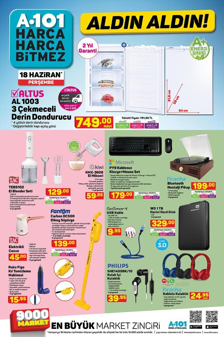 A101 mağazaları saat kaçta açılıyor/kapanıyor 18 Haziran A101 aktüel ürünler kataloğunda bu hafta hangi ürünler var