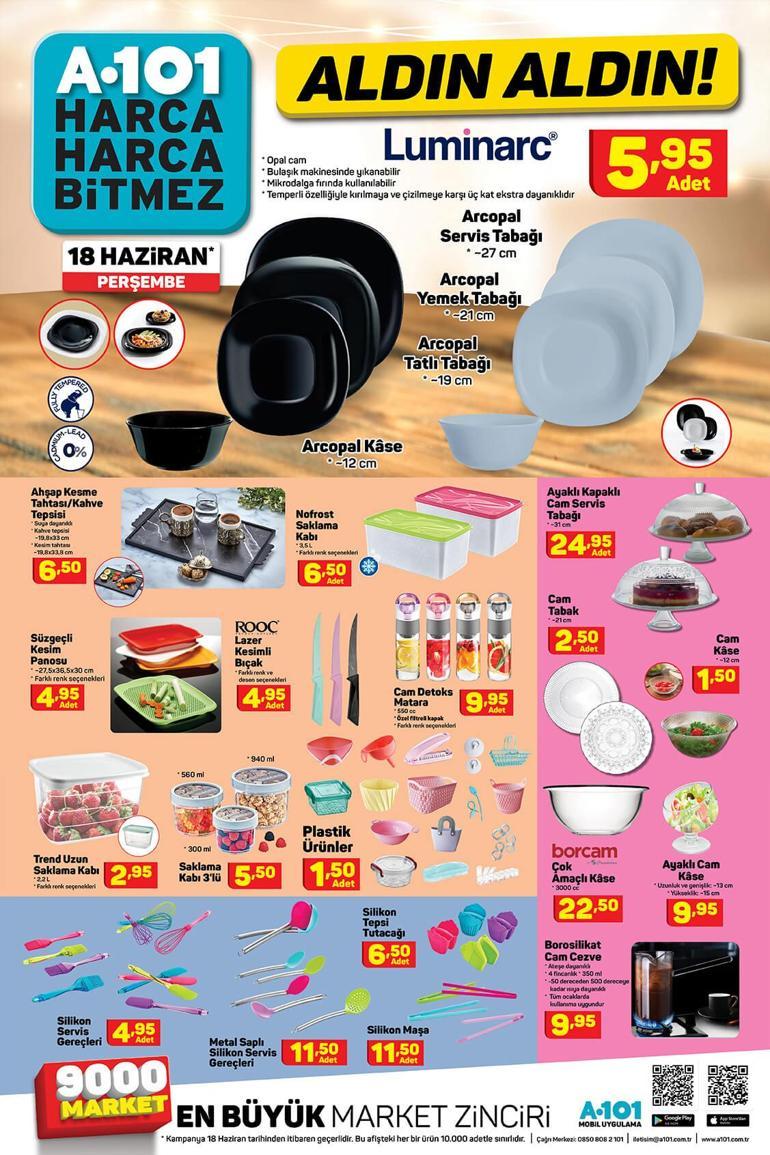 A101 mağazaları saat kaçta açılıyor/kapanıyor 18 Haziran A101 aktüel ürünler kataloğunda bu hafta hangi ürünler var