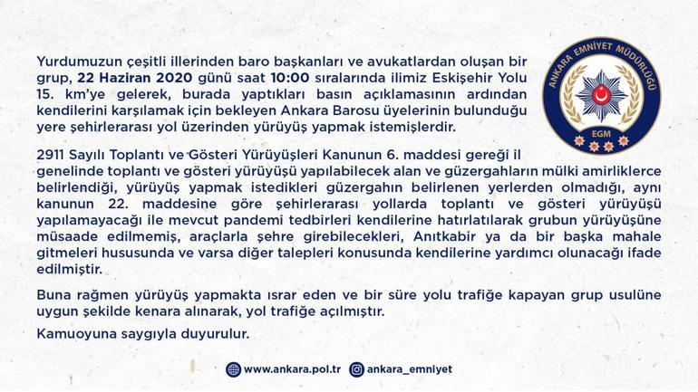 Ankara Emniyetinden baro başkanları ve avukatlar hakkında açıklama