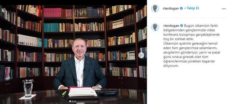 Cumhurbaşkanı Erdoğan YKSye girecek öğrencilere başarı diledi