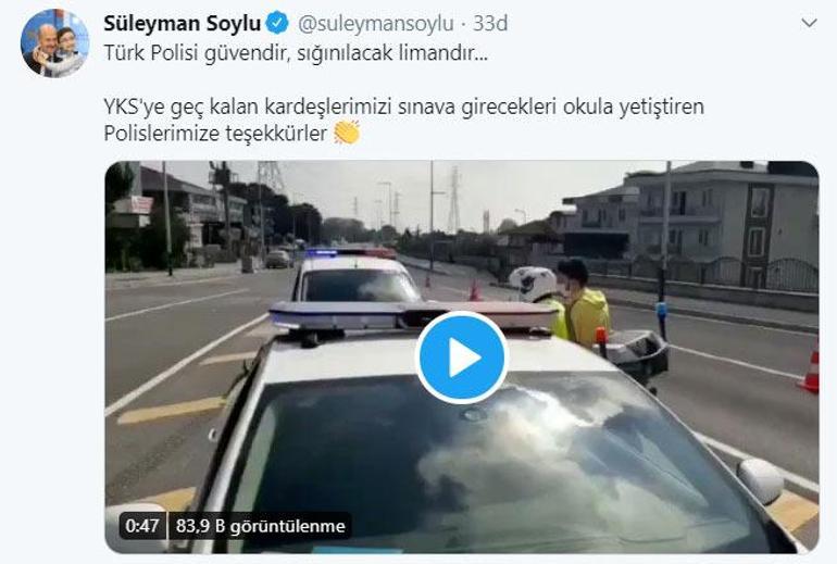Son dakika Bakan Soylu sosyal medyadan YKS için teşekkür etti