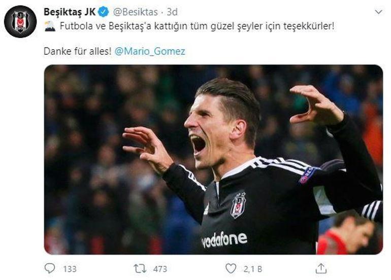 Mario Gomez kariyerini golle bitirdi Beşiktaştan paylaşım...