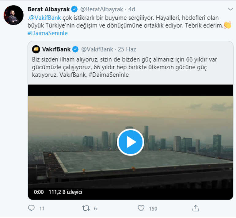 Bakan Albayraktan Vakıfbank açıklaması