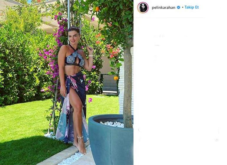 Pelin Karahandan tatil pozu