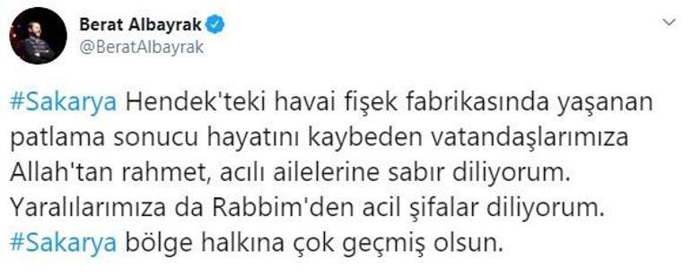 Bakan Albayraktan Sakaryadaki patlamaya ilişkin açıklama