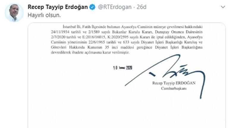 Ayasofya ilk namaz ne zaman kılınacak Cumhurbaşkanı Erdoğan açıkladı Ayasofya ne zaman açılacak