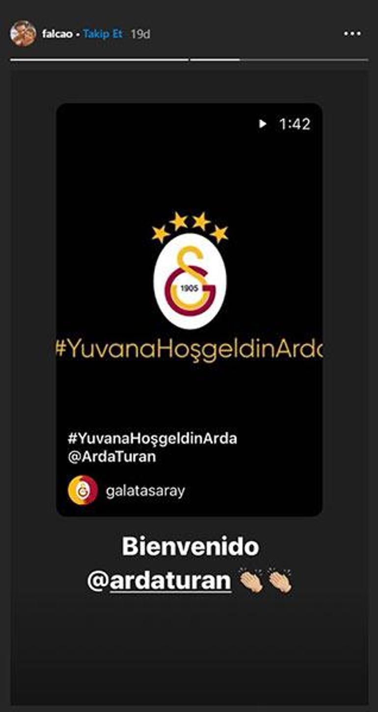 Falcaodan Arda Turana hoş geldin mesajı