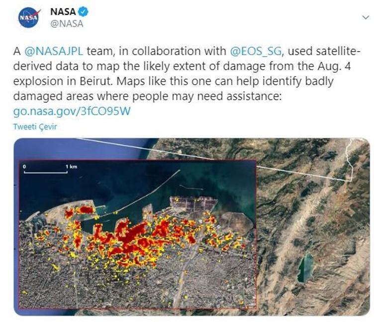 NASA bu fotoğrafları paylaştı Lübnanda dehşetin resmi...