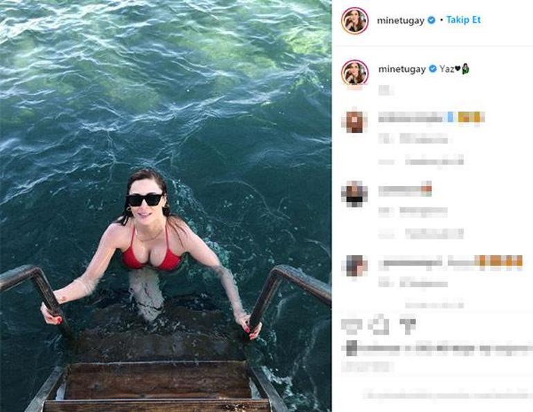 Mine Tugaydan bikinili poz