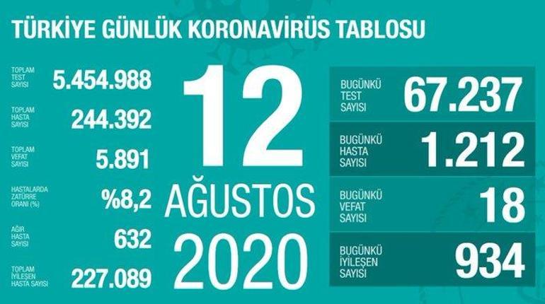 12 Ağustos korona tablosu açıklandı - Bakan Fahrettin Koca: Vaka sayısı ve ölü sayısı bugün kaça yükseldi