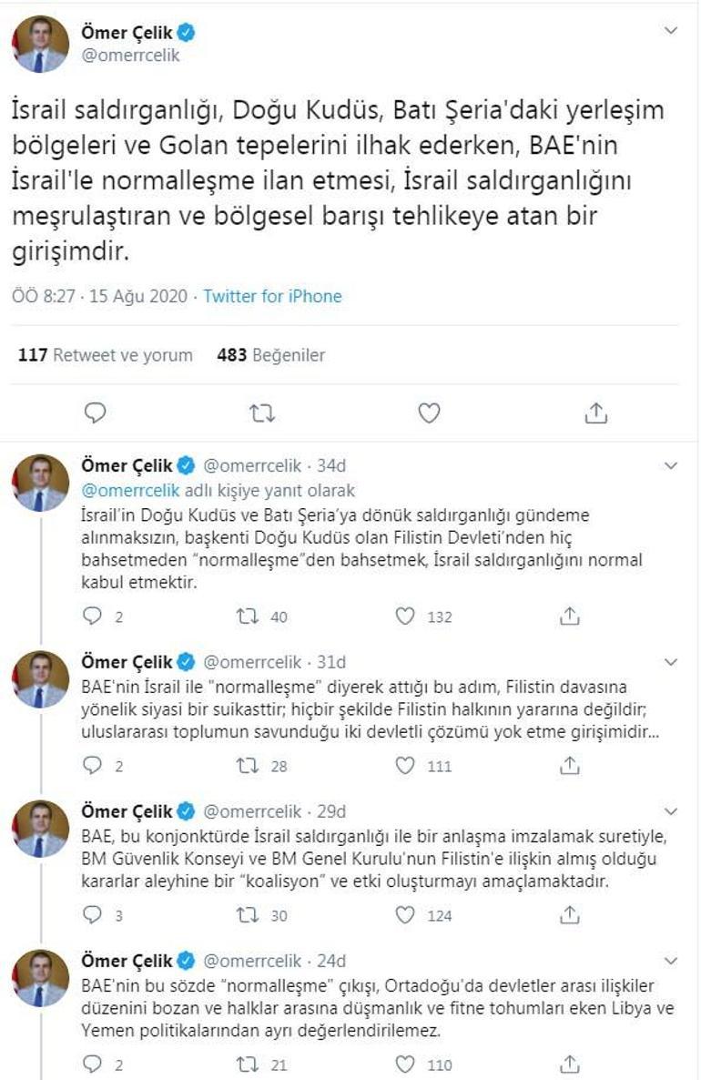 AK Partili Çelik: BAEnin İsrail ile attığı adım, Filistin davasına yönelik siyasi bir suikasttir
