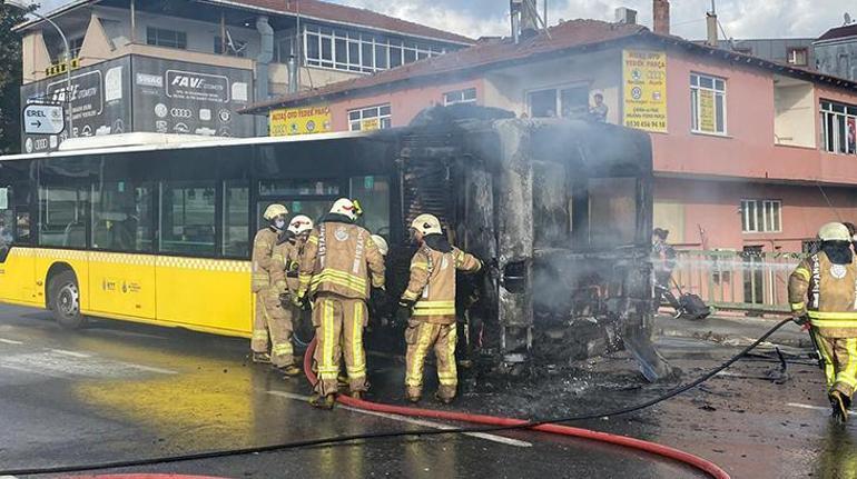Son dakika... İstanbulda İETT otobüsü alev alev yandı