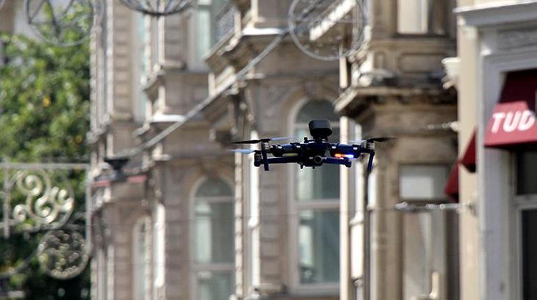 Taksimde drone destekli koronavirüs denetimi