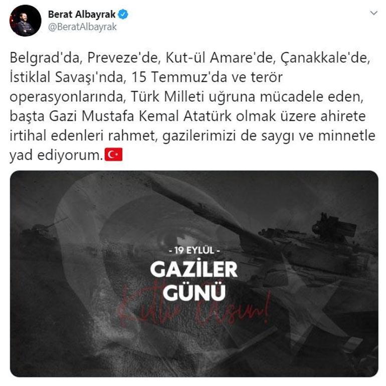 Bakan Albayraktan Gaziler Günü mesajı