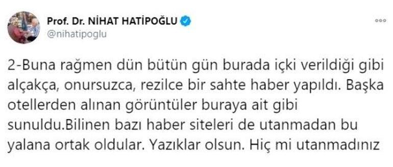 Son dakika... Nihat Hatipoğlu’ndan otelinde alkol servisi yapılıyor açıklaması