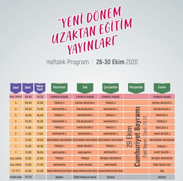 29 Ekim canlı ders var mı EBAda bugün canlı ders olacak mı EBA ders programı için tıkla