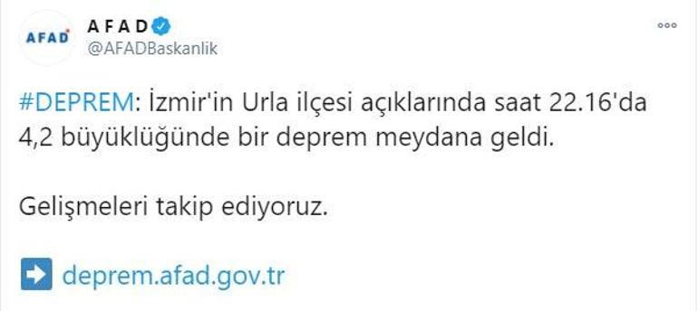 Son dakika: İzmir Urla açıklarında bir deprem daha