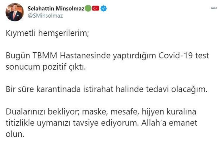 AK Parti Kırklareli Milletvekili Minsolmaz koronavirüse yakalandı
