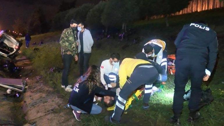 TEM Otoyolunda minibüs takla attı: 2 ağır yaralı