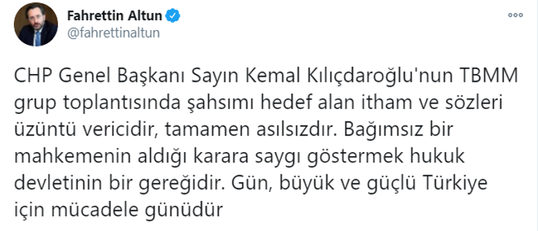 İletişim Başkanı Fahrettin Altundan Kılıçdaroğluna cevap