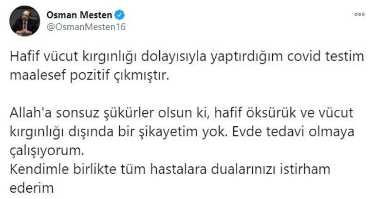 AK Parti Bursa Milletvekili Osman Mesten koronavirüse yakalandı