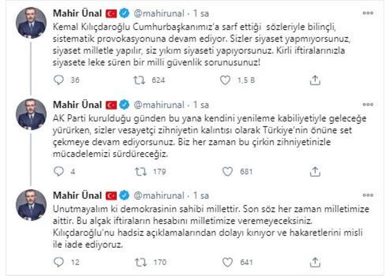 AK Partili Ünal: Kılıçdaroğlu’nu hadsiz açıklamalarından dolayı kınıyoruz