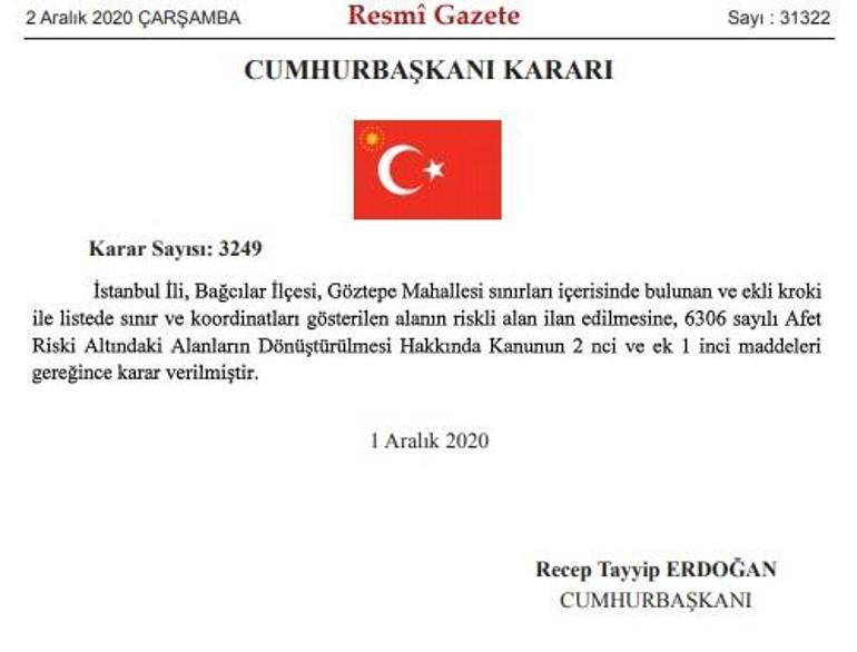 Son dakika... İstanbulda bir bölge riskli alan ilan edildi