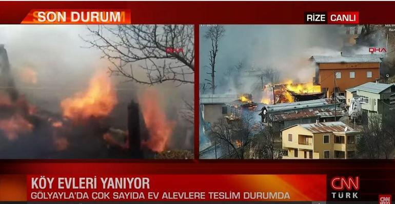 Son dakika... Rizede köy evleri yanıyor