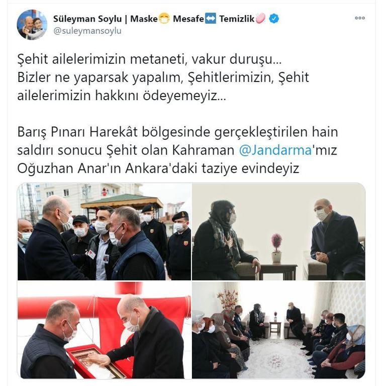 Bakan Soyludan şehit uzman çavuşun ailesine ziyaret