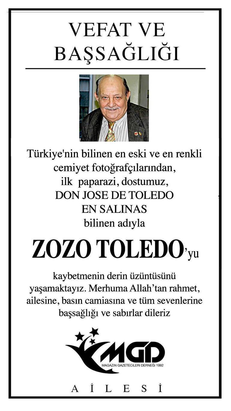 Türkiyenin ilk paparazzisi Zozo Toledo hayatını kaybetti
