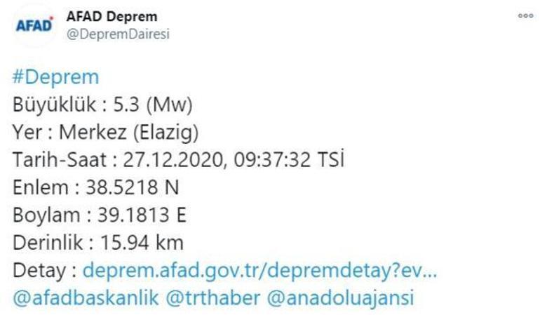 Deprem mi oldu Elazığ, Şanlıurfa ve Diyarbakır ve Muğlada deprem mi oldu Son dakika 27 Aralık AFAD depremler listesi...