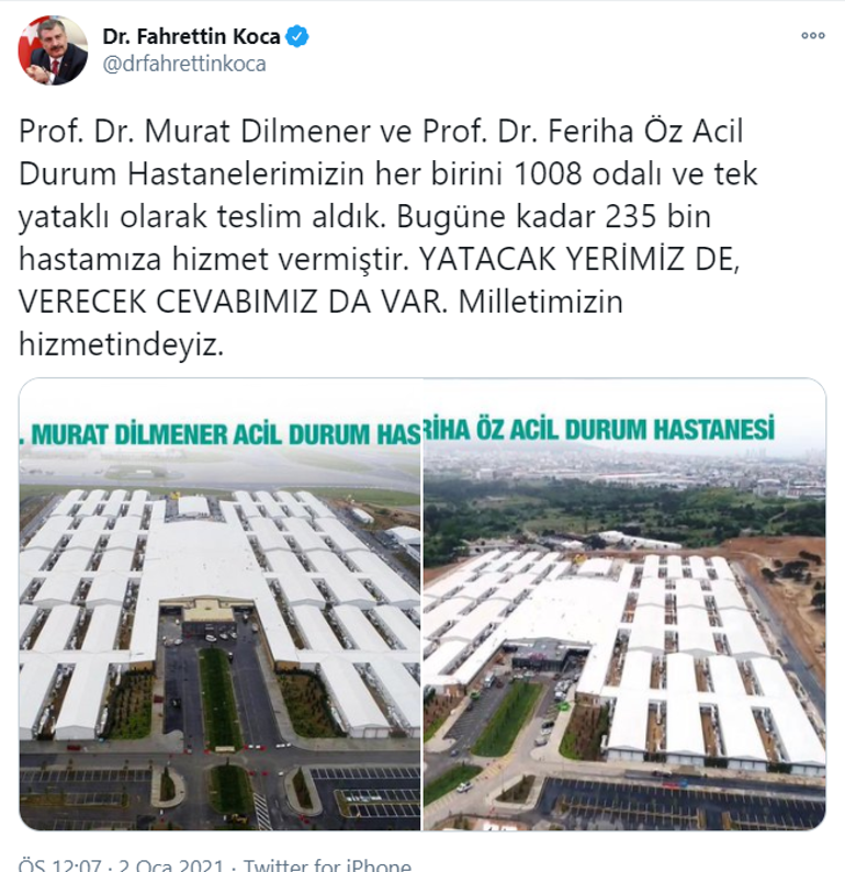 Son dakika Fahrettin Kocadan acil durum hastaneleri açıklaması