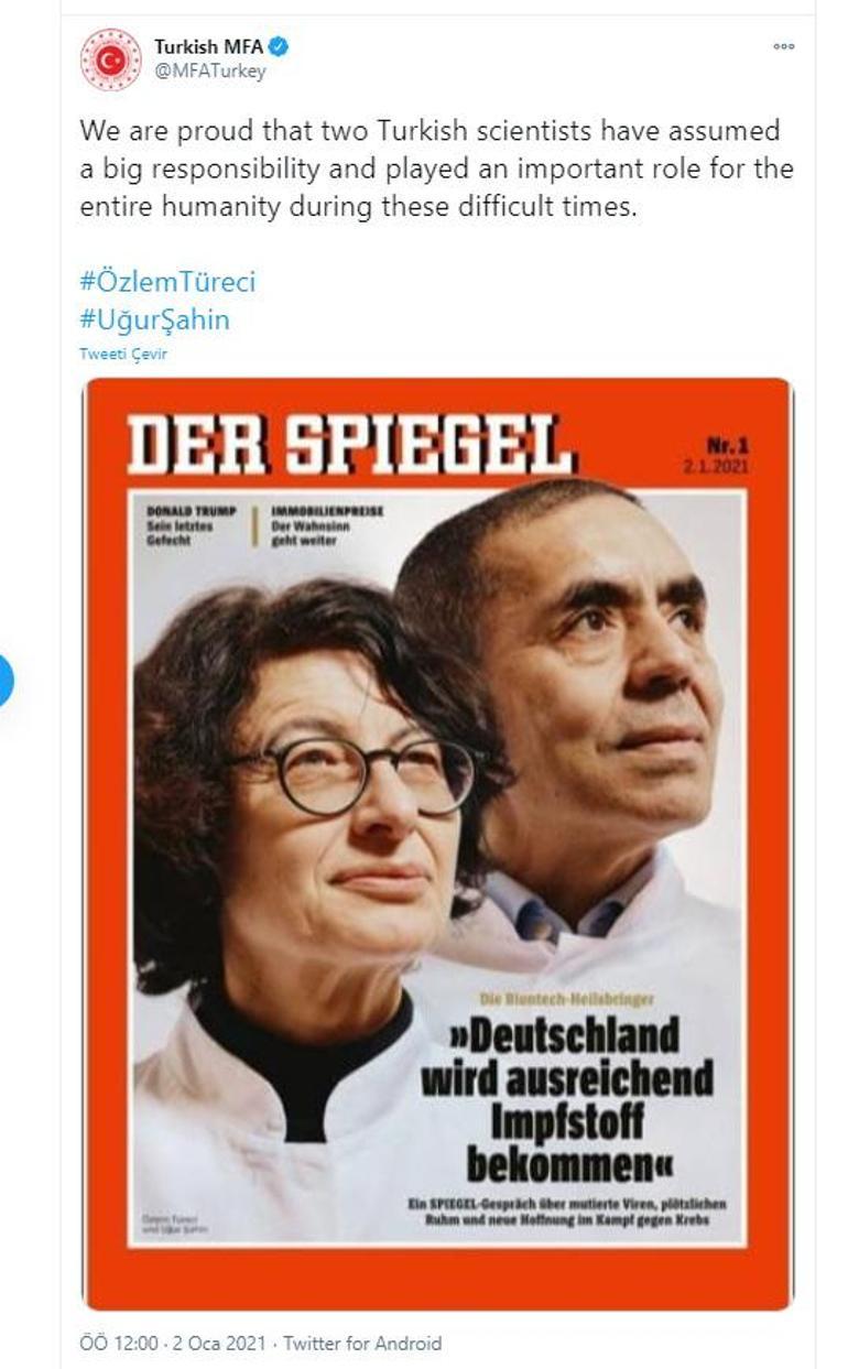 Son dakika... Özlem Türeci ve Uğur Şahin Der Spiegelin kapağında