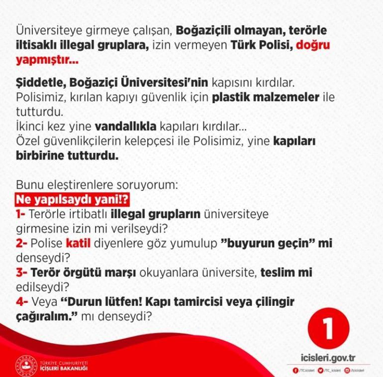 Son dakika... İçişleri Bakanı Süleyman Soyludan Boğaziçi Üniversitesi açıklaması