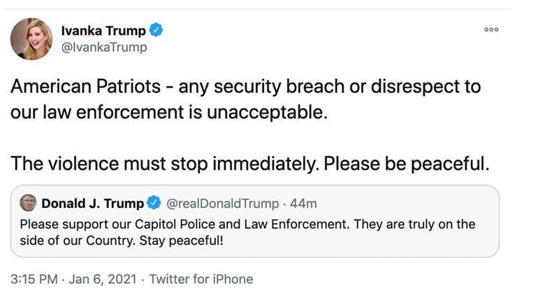 Son dakika Ivanka Trump protestoculara ‘vatansever’ dediği tweetini sildi