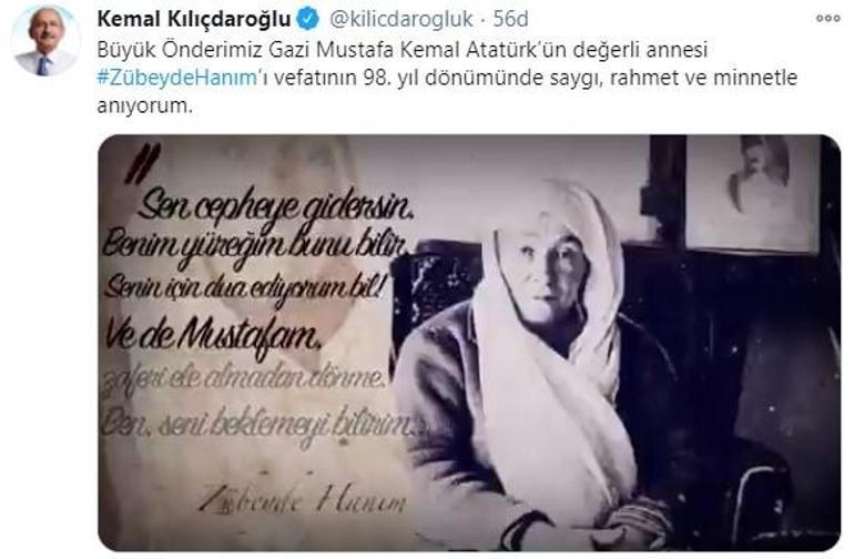 Kılıçdaroğlu, Atatürkün annesi Zübeyde Hanımı andı