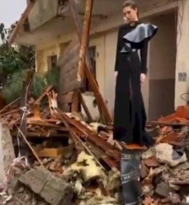 Itır Esen deprem enkazı üzerinde poz verdi Tepki yağdı