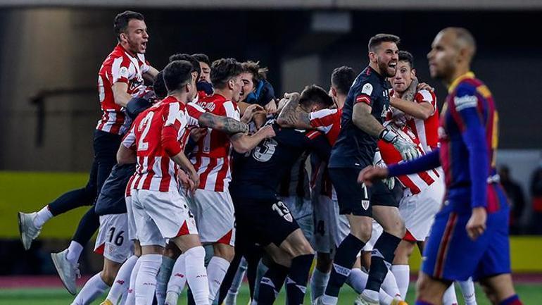 Barcelonada Messi ilk kez kırmızı kart gördü Kupa Athletic Bilbaonun...