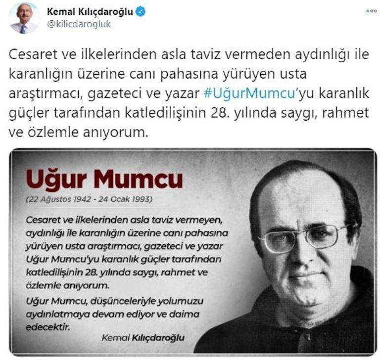 CHP lideri Kılıçdaroğlundan Uğur Mumcu ve Gaffar Okkana anma