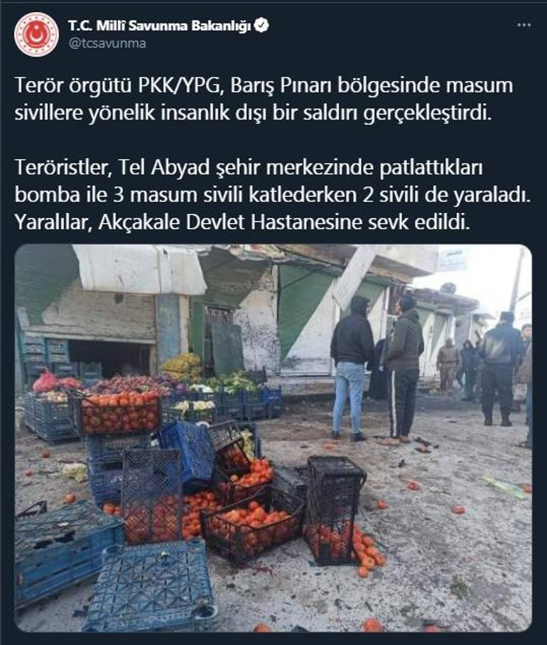 MSB: PKK/YPG, Tel Abyadda 3 masum sivili katletti