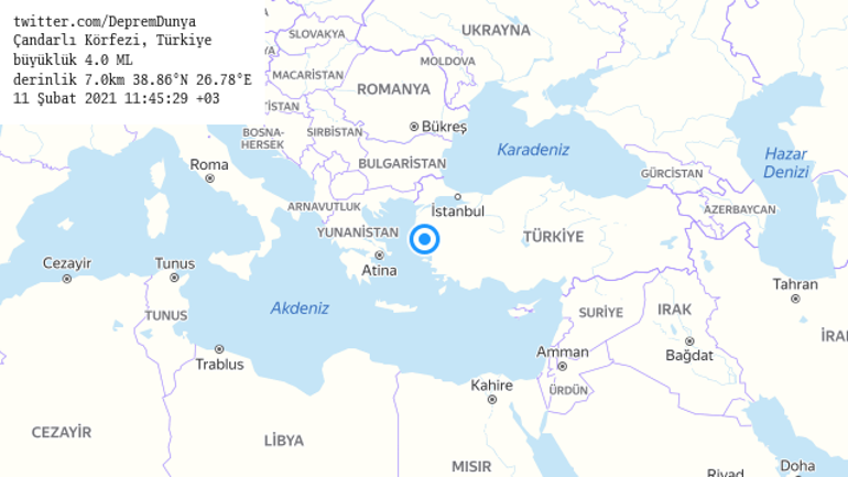 Son dakika... İzmirin Dikili ilçesinde 4.0 büyüklüğünde deprem