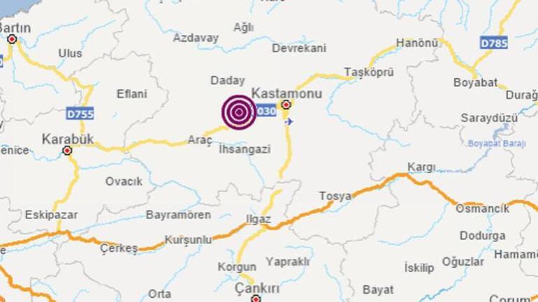 Son Dakika... Kastamonuda 4.5 büyüklüğünde deprem