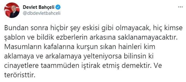 Son dakika... Devlet Bahçeliden 13 vatandaşın şehit edilmesiyle ilgili taziye