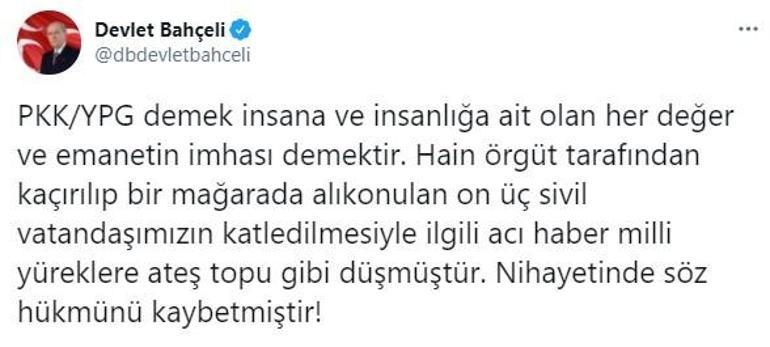 Son dakika... Devlet Bahçeliden 13 vatandaşın şehit edilmesiyle ilgili taziye