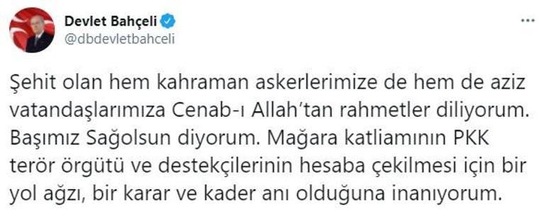 Son dakika... Devlet Bahçeliden 13 vatandaşın şehit edilmesiyle ilgili taziye