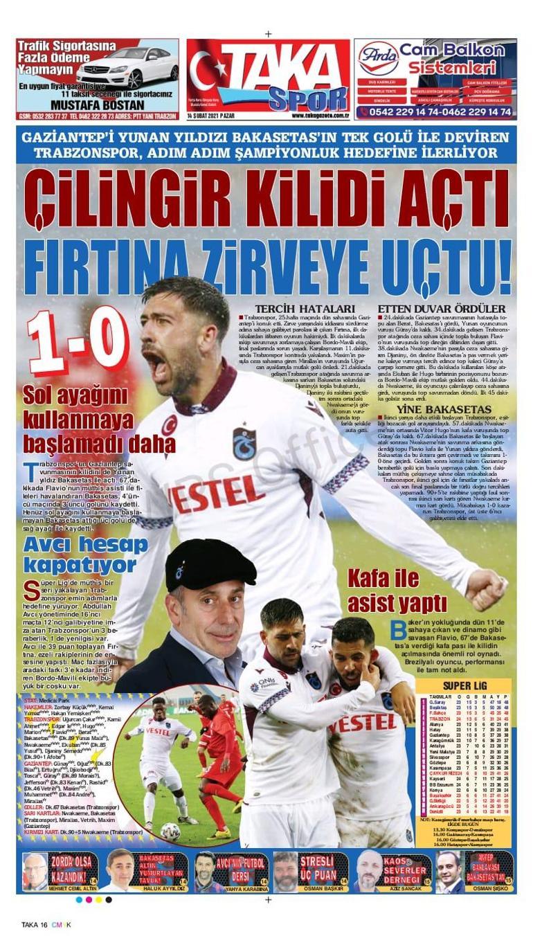 Trabzon’da galibiyet coşkusu manşetlere taşındı